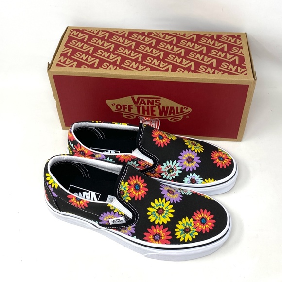 VANS Classic Slip On Low Top Floral Black Women Canvas Size Sneakers VN0A5JMHNX0 - Picture 10 of 12